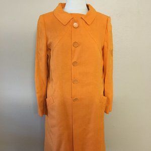 Orange Tangerine Vintage Frost Bros. Jacket long Coat + Dress Set 70s 60s